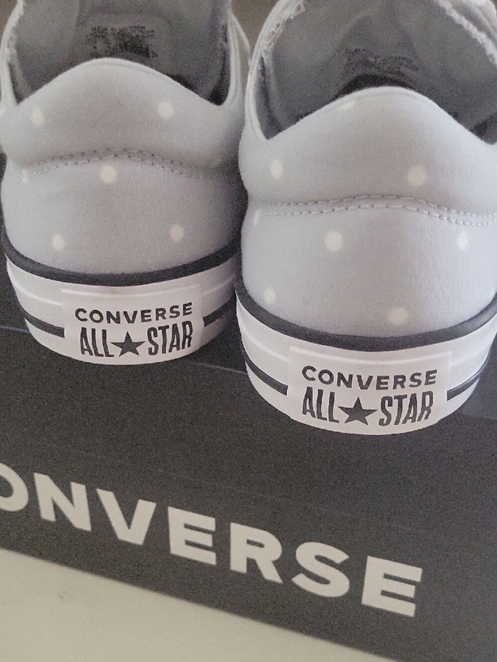 Converse Women's Grey Polkadot Canvas Low-Top Sneakers with Gold Eyelets - Picture 9 of 14